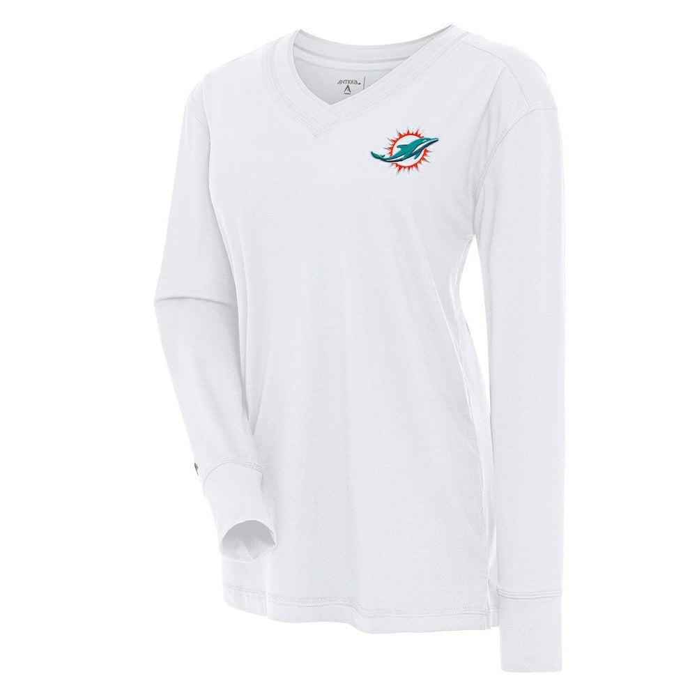 Antigua Women's Symbolic Long Sleeve V-Neck Top - Miami Dolphins