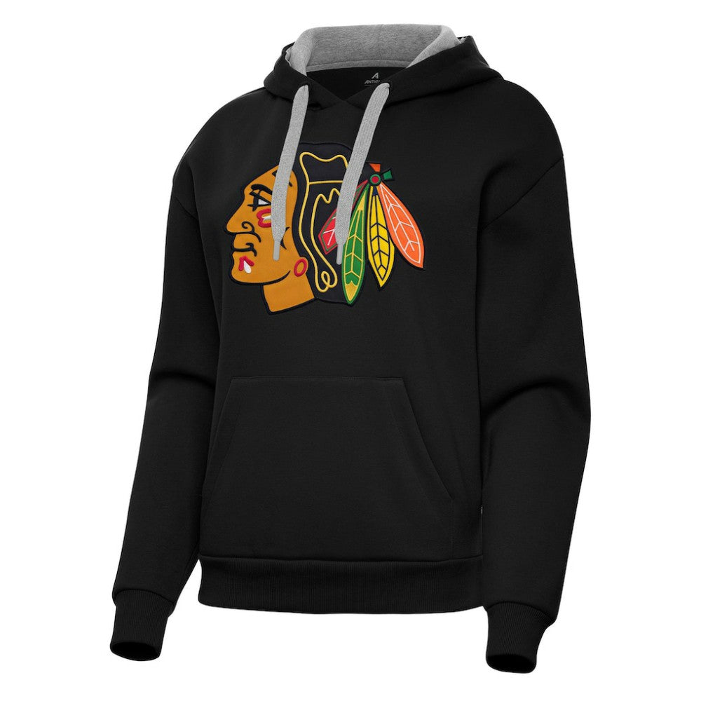 NHL Black Chicago Blackhawks Antigua Women's Victory Pullover Hoodie
