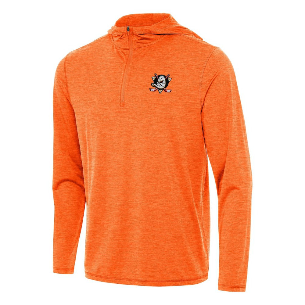 NHL Heather Orange Anaheim Ducks Antigua Tidy Quarter-Zip Hoodie