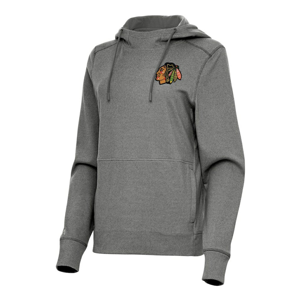 NHL Heather Black Chicago Blackhawks Antigua Women's Justice Pullover Hoodie