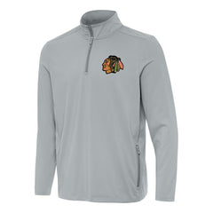 NHL Gray Chicago Blackhawks Antigua Perilous Quarter-Zip Sweatshirt