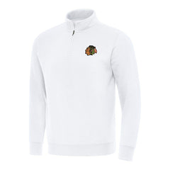 NHL White Chicago Blackhawks Antigua Victory Quarter-Zip Mock Sweatshirt