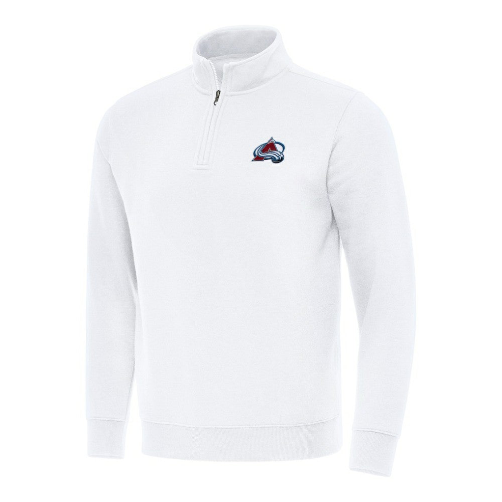 NHL White Colorado Avalanche Antigua Victory Quarter-Zip Mock Sweatshirt