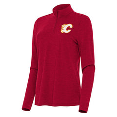 NHL Heather Red Calgary Flames Antigua Women's Bright Quarter-Zip Top