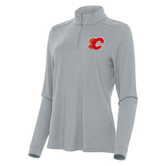 NHL Gray Calgary Flames Antigua Women's Intent Quarter-Zip Top