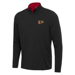 NHL Black/Red Chicago Blackhawks Antigua Content Quarter-Zip Pullover Top