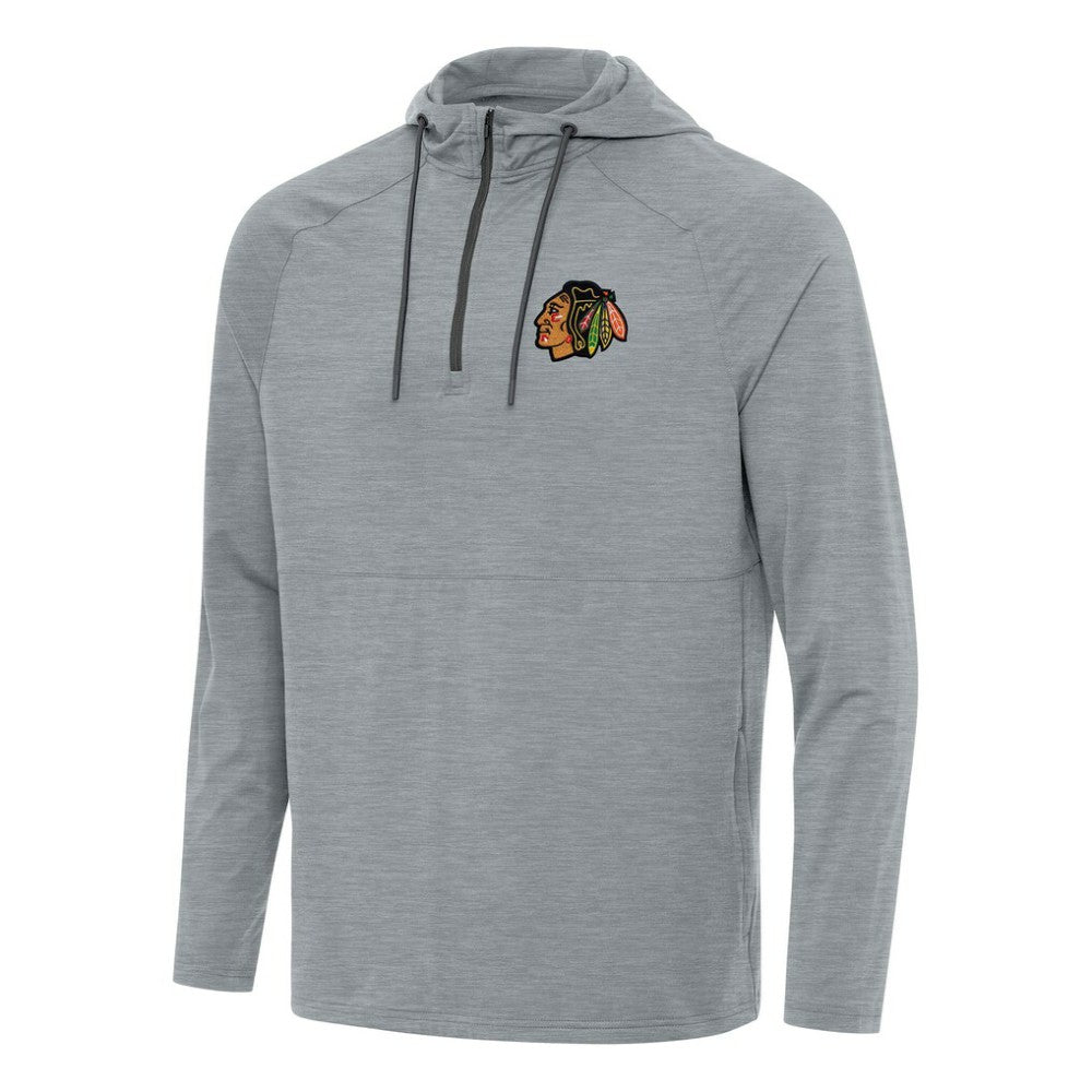 NHL Heather Gray Chicago Blackhawks Antigua Spikes Quarter-Zip Hoodie