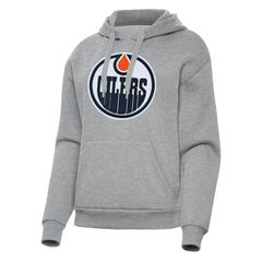 NHL Heather Gray Edmonton Oilers Antigua Women's Victory Pullover Hoodie