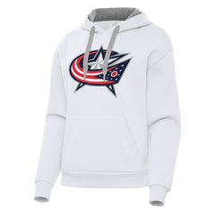 NHL White Columbus Blue Jackets Antigua Women's Victory Pullover Hoodie
