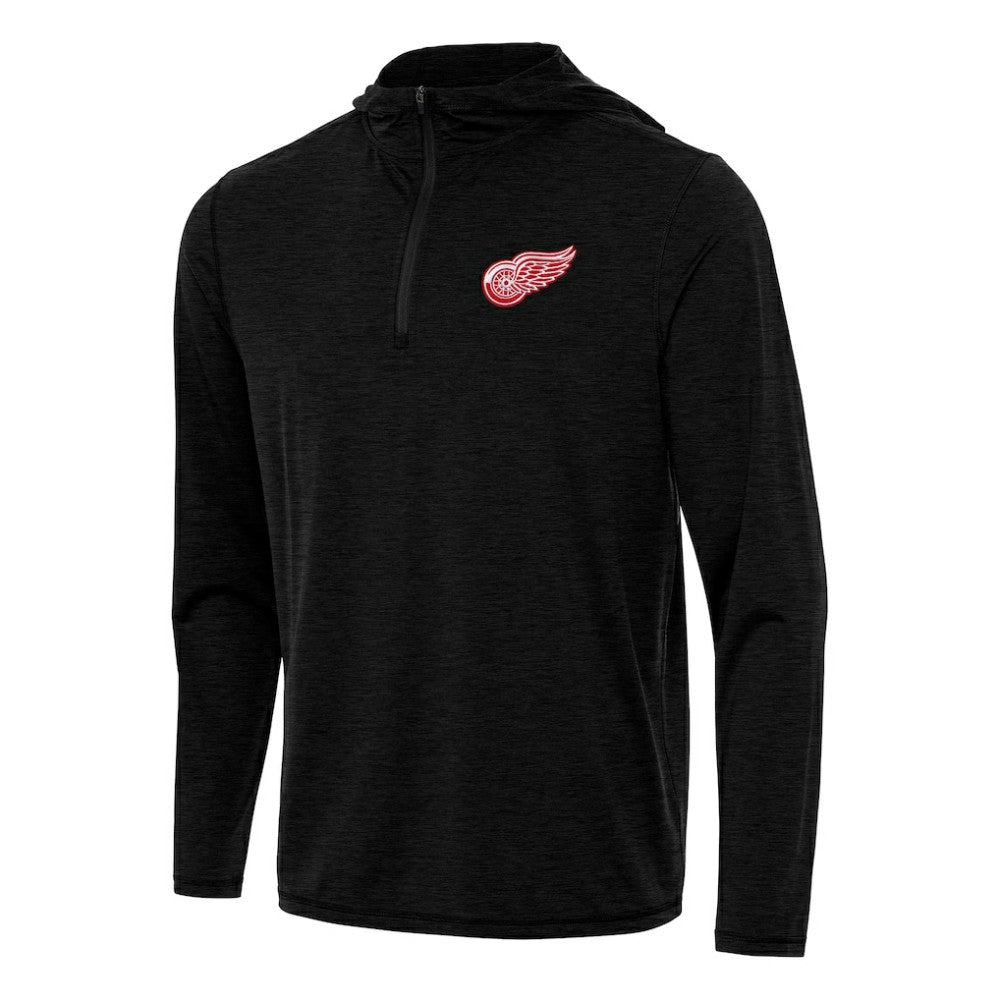 NHL Heather Black Detroit Red Wings Antigua Tidy Quarter-Zip Hoodie