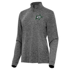 NHL Heather Black Dallas Stars Antigua Women's Mentor Quarter-Zip Mock Long Sleeve Top