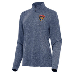 NHL Heather Navy Florida Panthers Antigua Women's Mentor Quarter-Zip Mock Long Sleeve Top