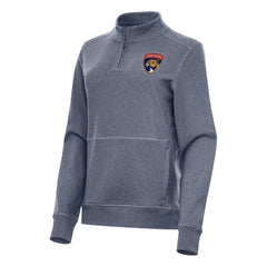 NHL Heather Navy Florida Panthers Antigua Women's Crush Quarter-Zip Fleece Sweatshirt