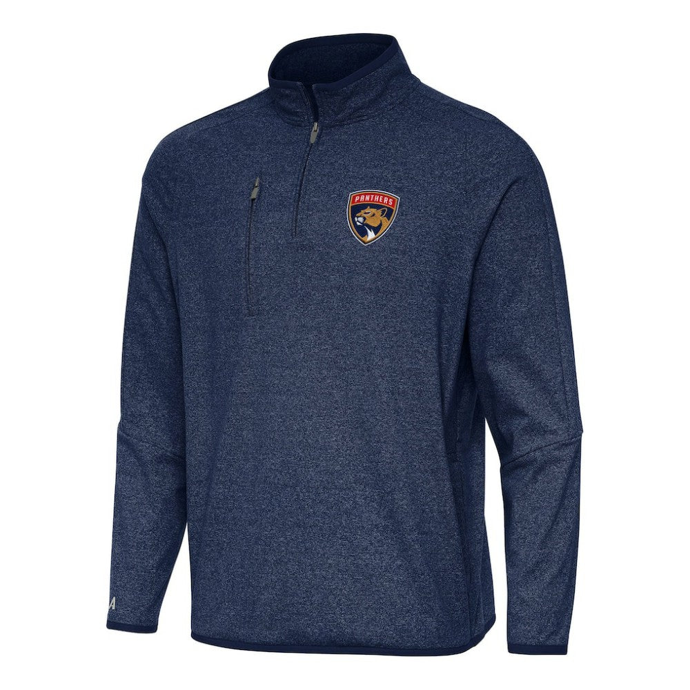 NHL Heather Navy Florida Panthers Antigua Certain Quarter-Zip Tri-Blend Sweatshirt