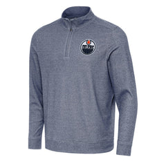NHL Heather Navy Edmonton Oilers Antigua Subtle Quarter-Zip Sweatshirt