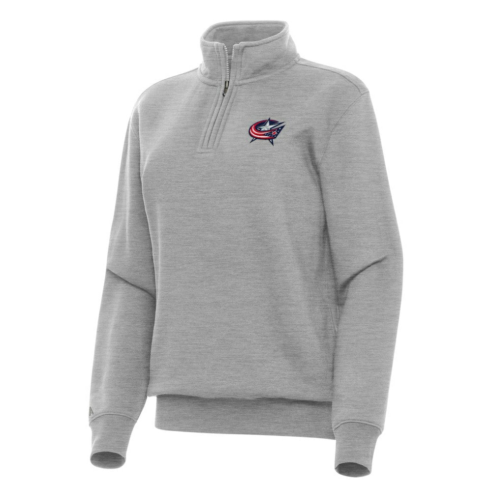 NHL Heather Gray Columbus Blue Jackets Antigua Women's Victory Quarter-Zip Sweatshirt