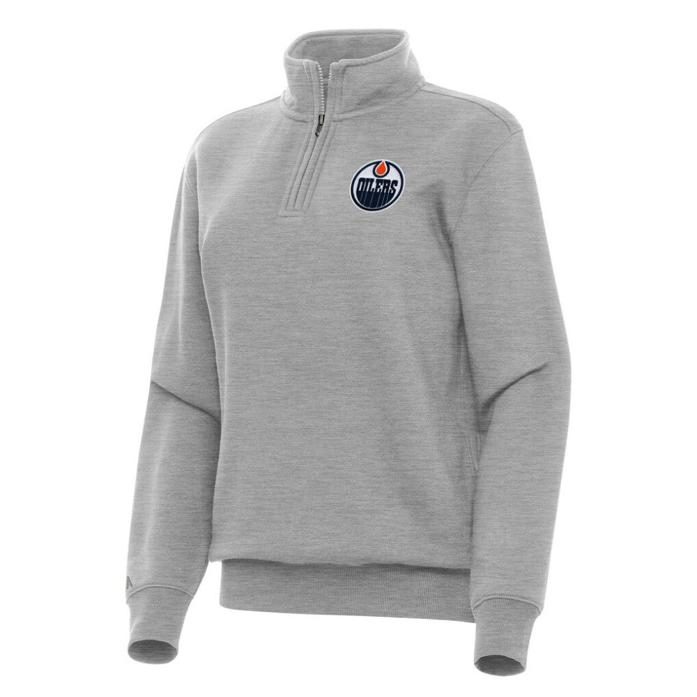 NHL Heather Gray Edmonton Oilers Antigua Women's Victory Quarter-Zip Sweatshirt