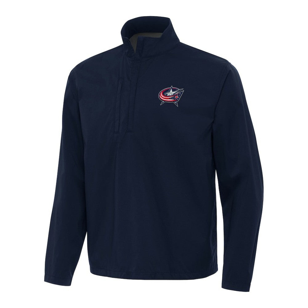 NHL Navy Columbus Blue Jackets Antigua Brisk Quarter-Zip Windbreaker