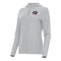 NHL Heather Gray Columbus Blue Jackets Antigua Women's Daybreak Quarter-Zip Hoodie