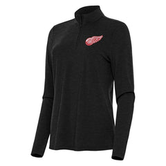 NHL Heather Black Detroit Red Wings Antigua Women's Bright Quarter-Zip Top