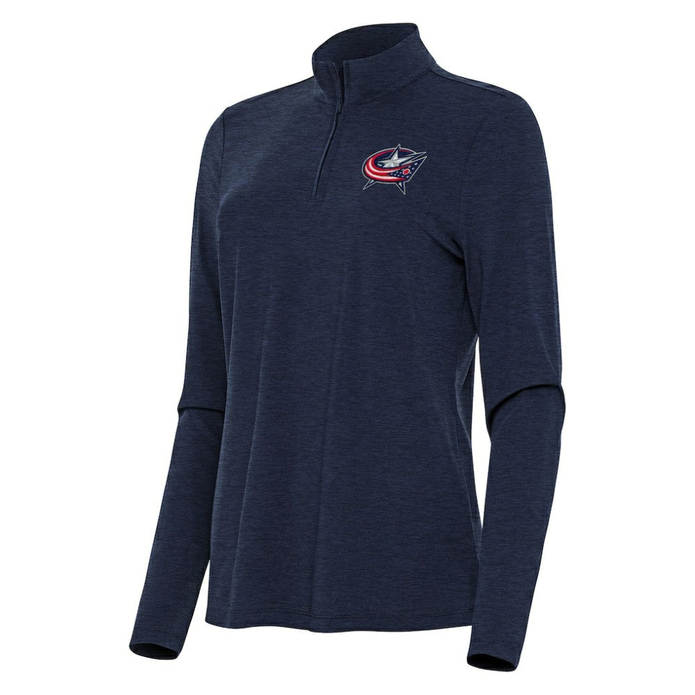NHL Heather Navy Columbus Blue Jackets Antigua Women's Bright Quarter-Zip Top