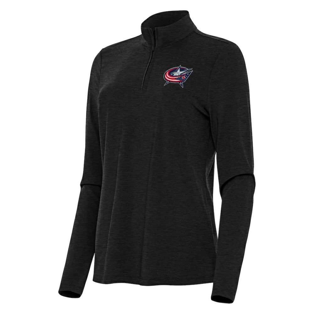 NHL Heather Black Columbus Blue Jackets Antigua Women's Bright Quarter-Zip Top