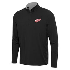 NHL Black/Gray Detroit Red Wings Antigua Content Quarter-Zip Pullover Top