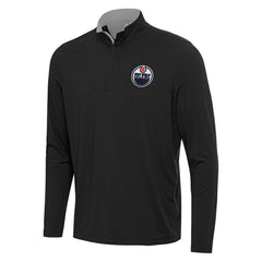 NHL Black/Gray Edmonton Oilers Antigua Content Quarter-Zip Pullover Top