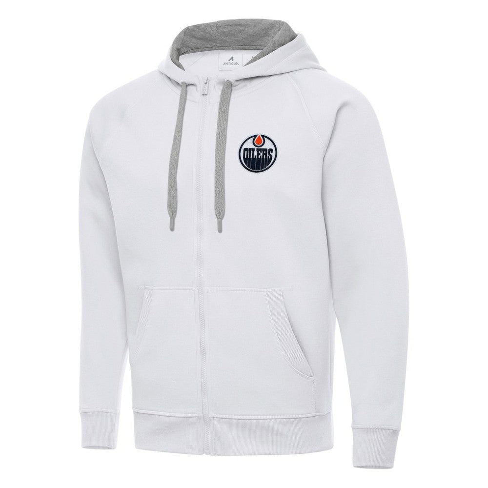 NHL White Edmonton Oilers Antigua Big & Tall Victory Full-Zip Hoodie