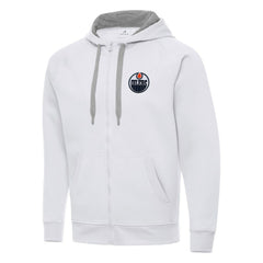 NHL White Edmonton Oilers Antigua Big & Tall Victory Full-Zip Hoodie