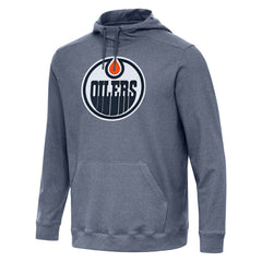 NHL Heather Navy Edmonton Oilers Antigua Cloud Pullover Hoodie