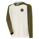 NHL Cream/Olive Buffalo Sabres Antigua Intrepid Sand Raglan Long Sleeve Hoodie T-Shirt