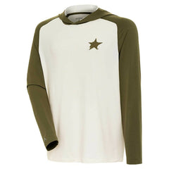 NHL Cream/Olive Dallas Stars Antigua Intrepid Sand Raglan Long Sleeve Hoodie T-Shirt