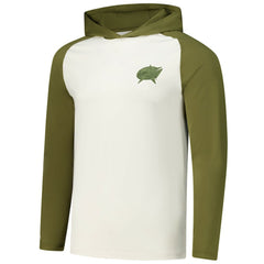 NHL Cream/Olive Columbus Blue Jackets Antigua Intrepid Sand Raglan Long Sleeve Hoodie T-Shirt