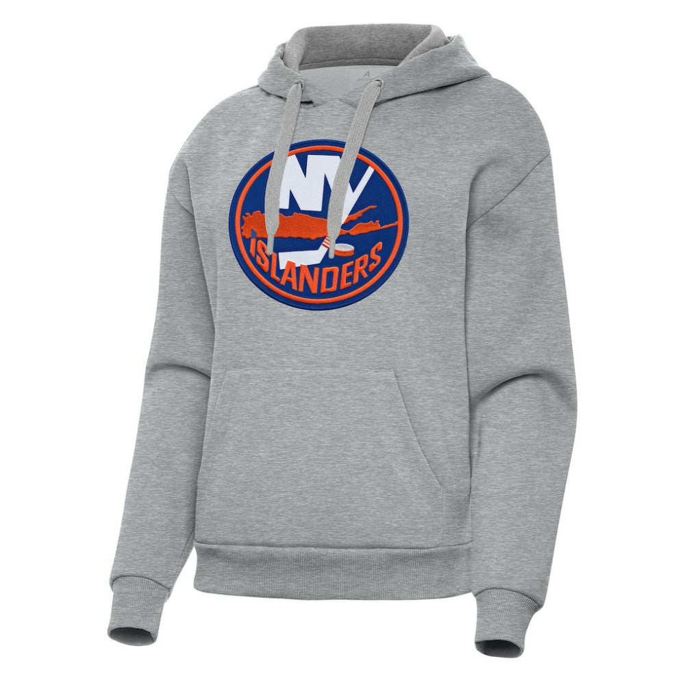 NHL Heather Gray New York Islanders Antigua Women's Victory Pullover Hoodie