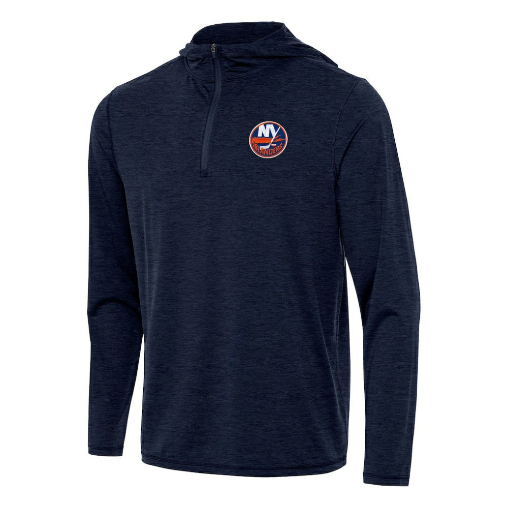 NHL Heather Navy New York Islanders Antigua Tidy Quarter-Zip Hoodie