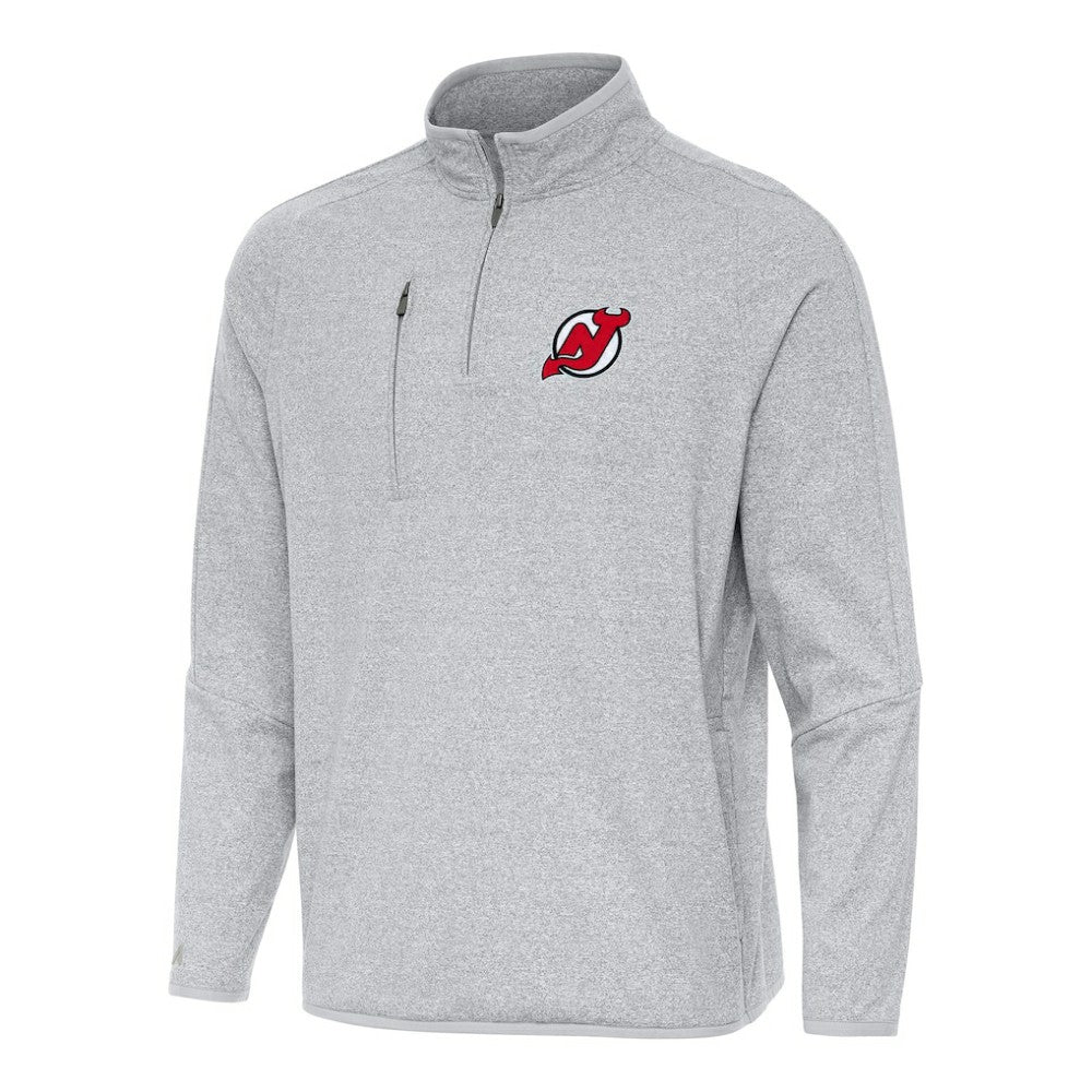 NHL Heather Gray New Jersey Devils Antigua Certain Quarter-Zip Tri-Blend Sweatshirt