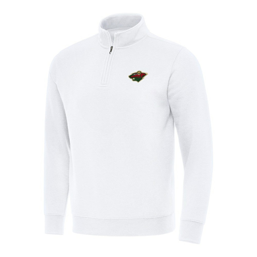 NHL White Minnesota Wild Antigua Victory Quarter-Zip Mock Sweatshirt