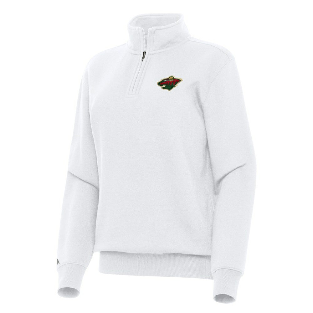 NHL White Minnesota Wild Antigua Women's Victory Quarter-Zip Sweatshirt