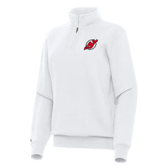 NHL White New Jersey Devils Antigua Women's Victory Quarter-Zip Sweatshirt