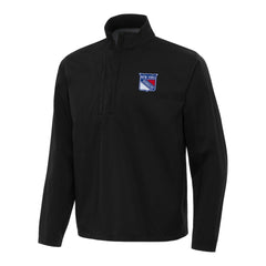 NHL Black New York Rangers Antigua Brisk Quarter-Zip Windbreaker
