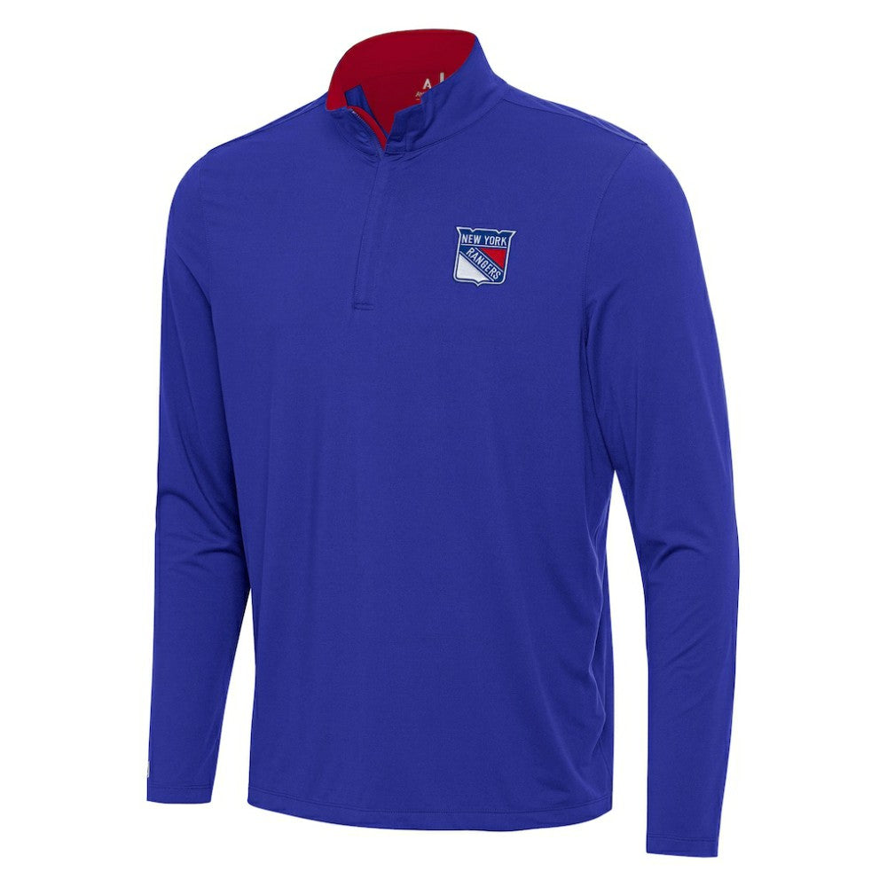 NHL Blue/Red New York Rangers Antigua Content Quarter-Zip Pullover Top