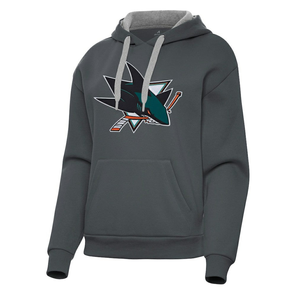 NHL Charcoal San Jose Sharks Antigua Women's Victory Pullover Hoodie