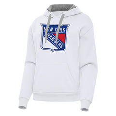NHL White New York Rangers Antigua Women's Victory Pullover Hoodie