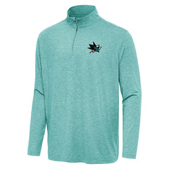 NHL Heather Aqua San Jose Sharks Antigua Hunk Quarter-Zip Top