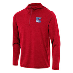 NHL Heather Red New York Rangers Antigua Tidy Quarter-Zip Hoodie