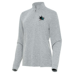 NHL Heather Gray San Jose Sharks Antigua Women's Mentor Quarter-Zip Mock Long Sleeve Top