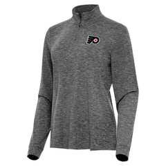 NHL Heather Black Philadelphia Flyers Antigua Women's Mentor Quarter-Zip Mock Long Sleeve Top