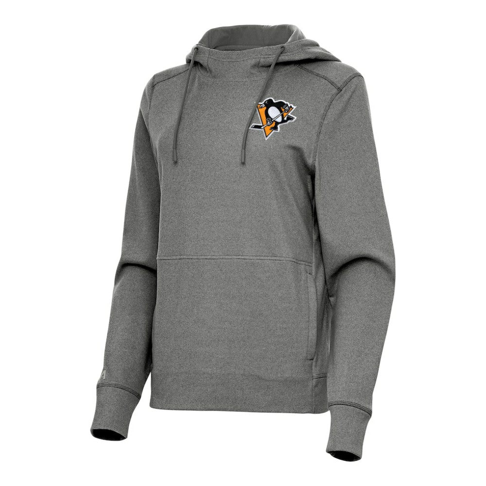 NHL Heather Black Pittsburgh Penguins Antigua Women's Justice Pullover Hoodie