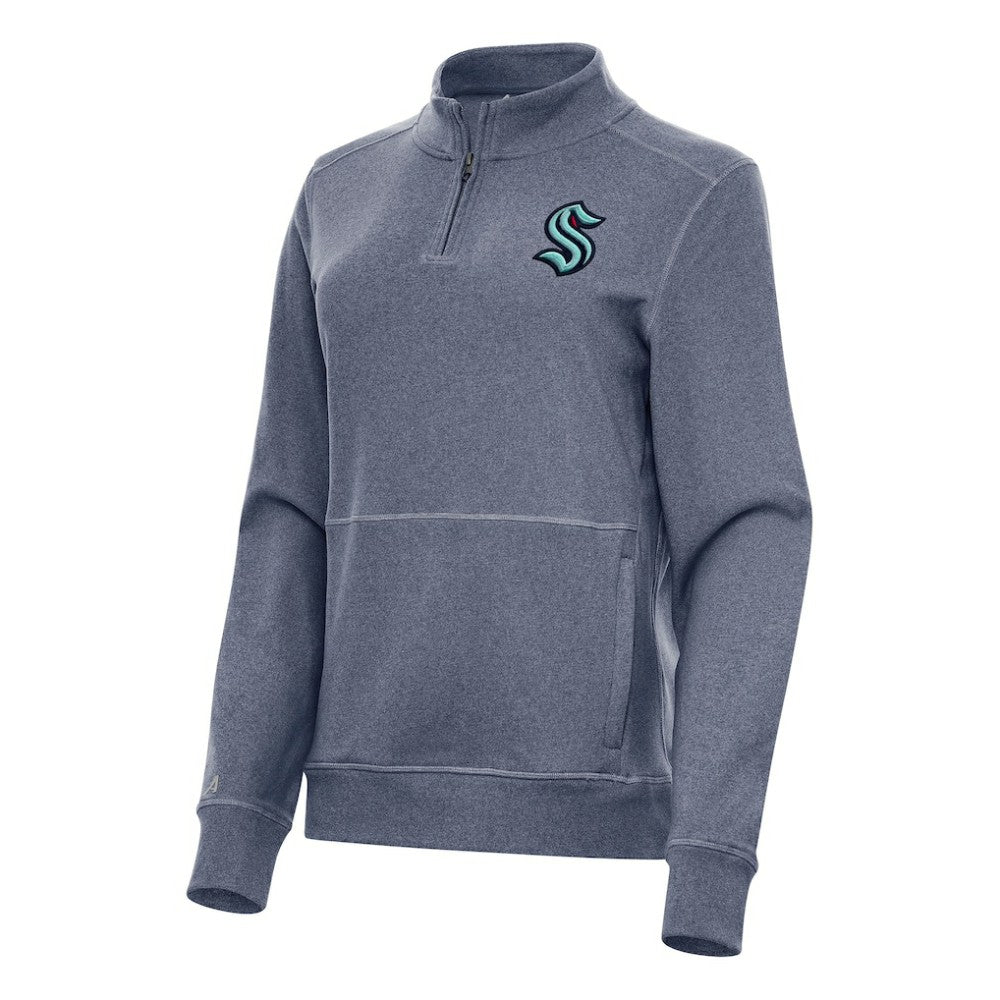 NHL Heather Navy Seattle Kraken Antigua Women's Crush Quarter-Zip Fleece Sweatshirt